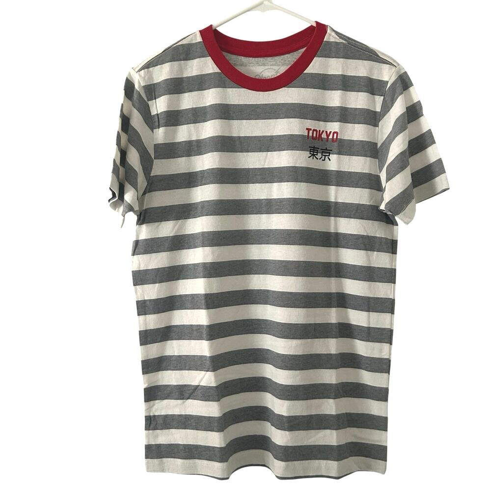 Neon Riot Men's Tokyo Striped Short Sleeve Cotton Tee T-Shirt L Large NWOT